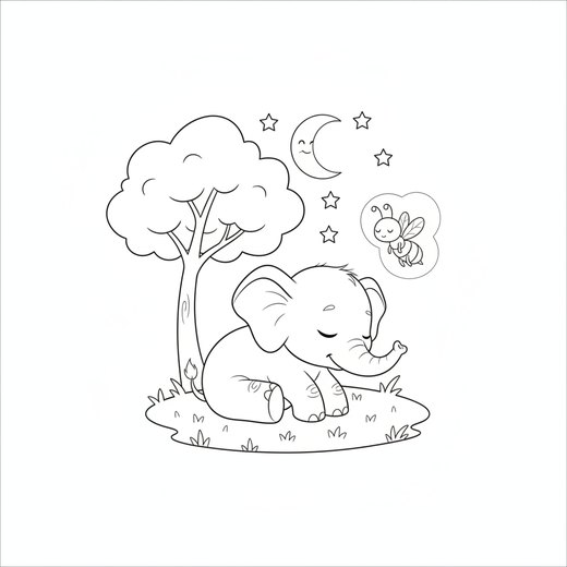 Printable coloring page of Pompo sleeping under the stars